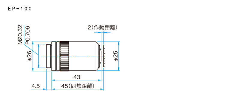 長(zhǎng)焦物鏡 45mm長(zhǎng)工作距離平場(chǎng)消色差物鏡